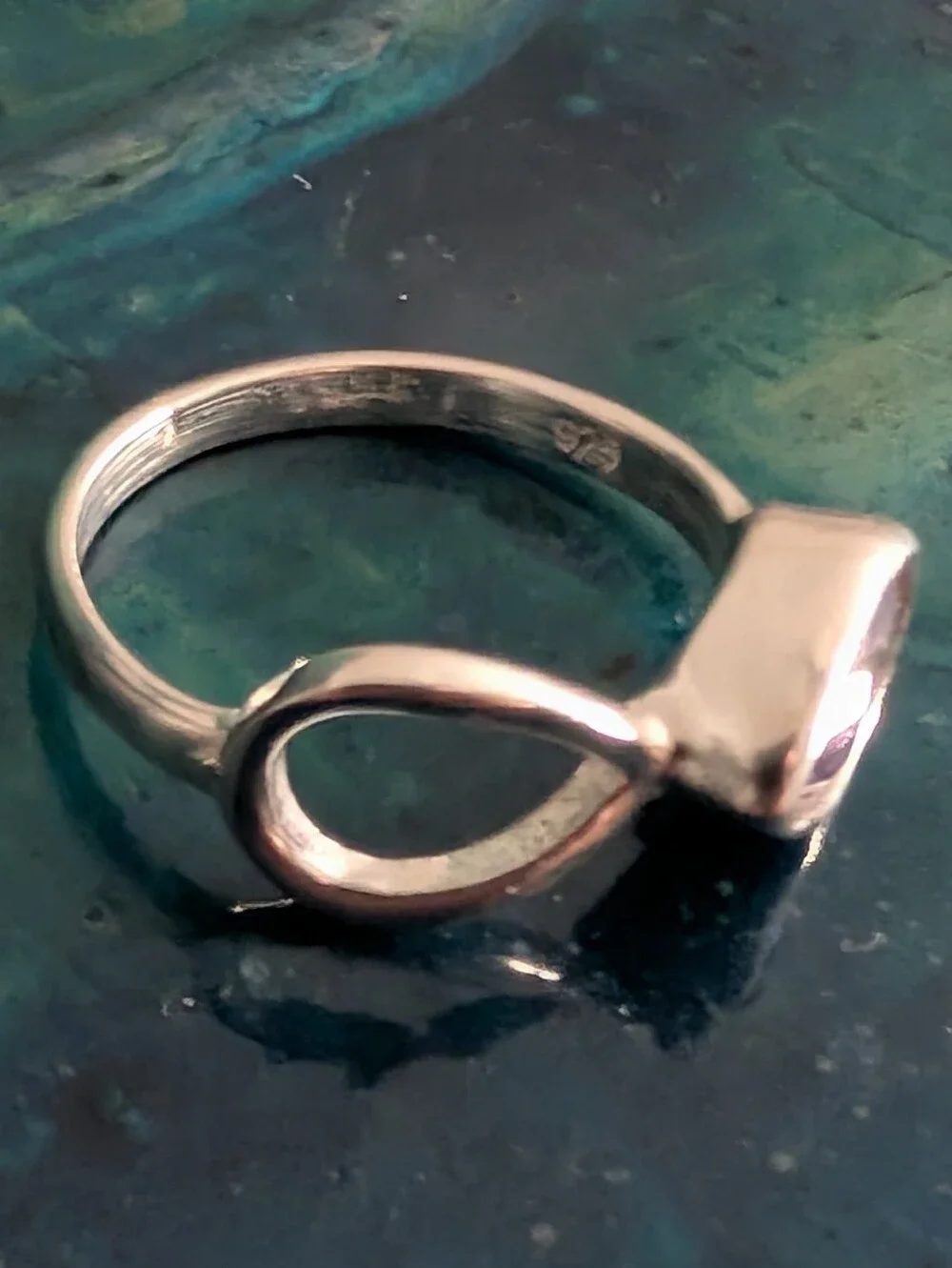 🆕 Sterling Silver Infinity Ring with Purple Amethyst Teardrop Stone Size 7 - Picture 7 of 10
